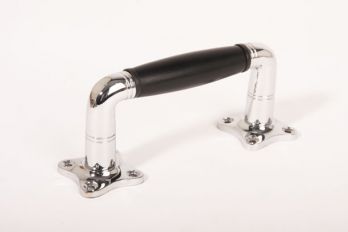 Deurgreep/Raamgreep Chroom met zwart porselein(ton) hoog 140mm