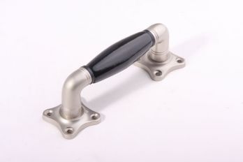 Deur- Raamgreep geborsteld Nikkel-zwart porselein(ton) 140mm