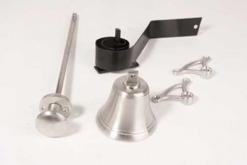 Trekbel geborsteld chroom ronde, platte knop en ronde rozet