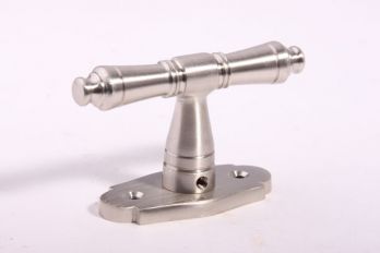 Raamkruk T-vorm 92mm geborsteld nikkel 7mm pen