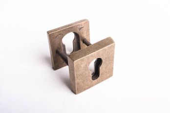 Cilinderrozet profiel cilinder veiligheidsbeslag brons antiek vierkant 55mm