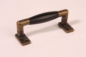 Raamgreep ton-model 104mm brons antiek - ebben hout