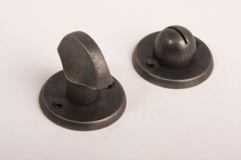 WC sluiting zilver antiek platte knop met ronde rozetten