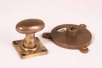 WC sluiting brons antiek kleine ovale knop + rozet 992 zwart/wit
