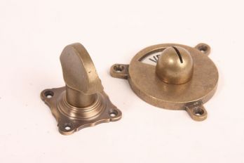 WC sluiting brons antiek platte knop + rozet 159 zwart/wit