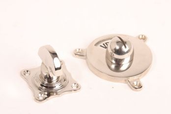 WC sluiting blinkend nikkel half ronde knop +rozet 159 zwart/wit