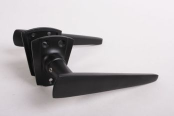 Deurkruk Art Deco zwart met Art Deco rozetten per paar