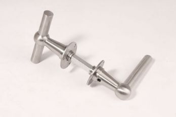 Deurkruk RVS Chemin de Fer 110mm TL met rozetten