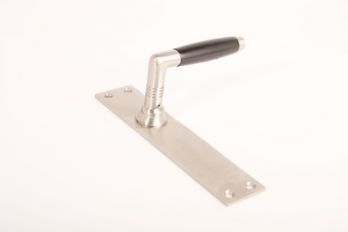 Deurkruk tonmodel met deurplaat langschild geborsteld nikkel (paar)