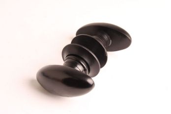 Ovale deurkruk zwart ebbenhout 93mm met rozetten