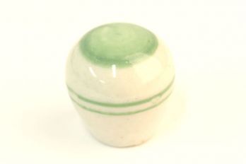 Knop wit porselein 30mm groene streep