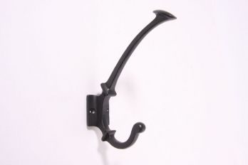 Kapstokhaak dubbel gietijzer zwart 139mm