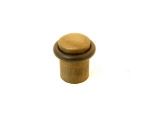 Deurstopper brons antiek met zwarte rubber rand rond 20mm