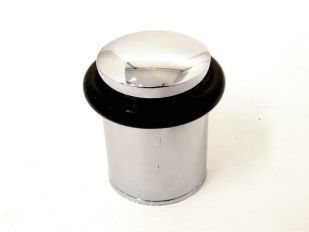 Deurstopper met rubber rand blinkend chroom rond 28mm