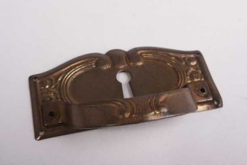 Ladegreep dun messing brons antiek met sleutelgat 87mm