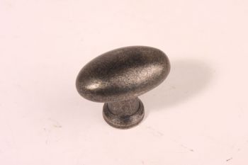 Knop voor buitenkeuken, keuken of meubel in zilver antiek 41mm ovaal