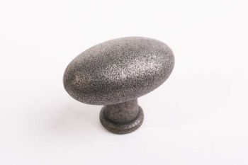 Ovale knop voor keukens en meubelen antiek grijs 41mm