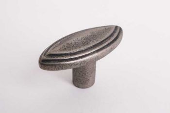 Keukenknop ovaal met rand 67mm zilver antiek of meubelknop