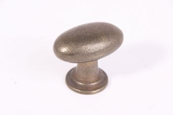 Ovale knop brons antiek met voetje 41mm