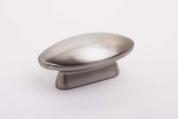 Ovale greep geborsteld nikkel (RVS look) 59mm knop voor meubel en keuken