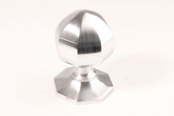 Deurknop punt geborsteld chroom achthoekig 75mm