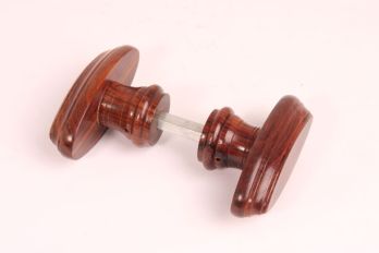 Deurkrukken ovale knop per paar rozenhout 92mm