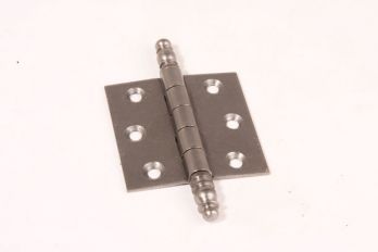 Scharnier metaal grijs (tinkleur) 63x63mm met sierknop