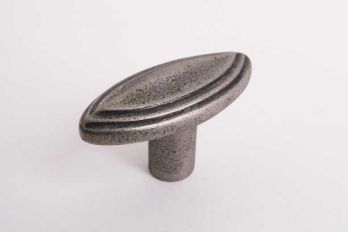 Keukenknop ovaal met rand 67mm zilver antiek of meubelknop