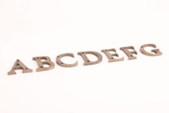Letters brons antiek alphabet A-Z en tekens &, @, - 50mm hoog