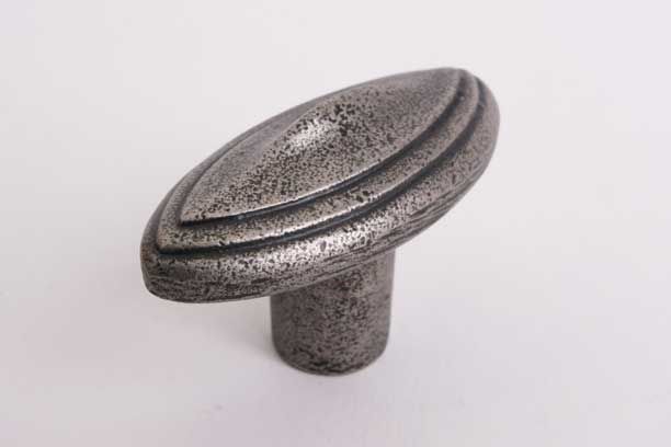 school Defecte Aanvulling Kastknop voor meubel en keuken gietijzer antiek grijs 67mm ovaal