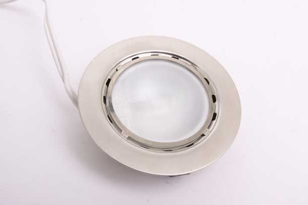Ronde spot mat nikkel 12V 55mm diameter met G4 10W lampje